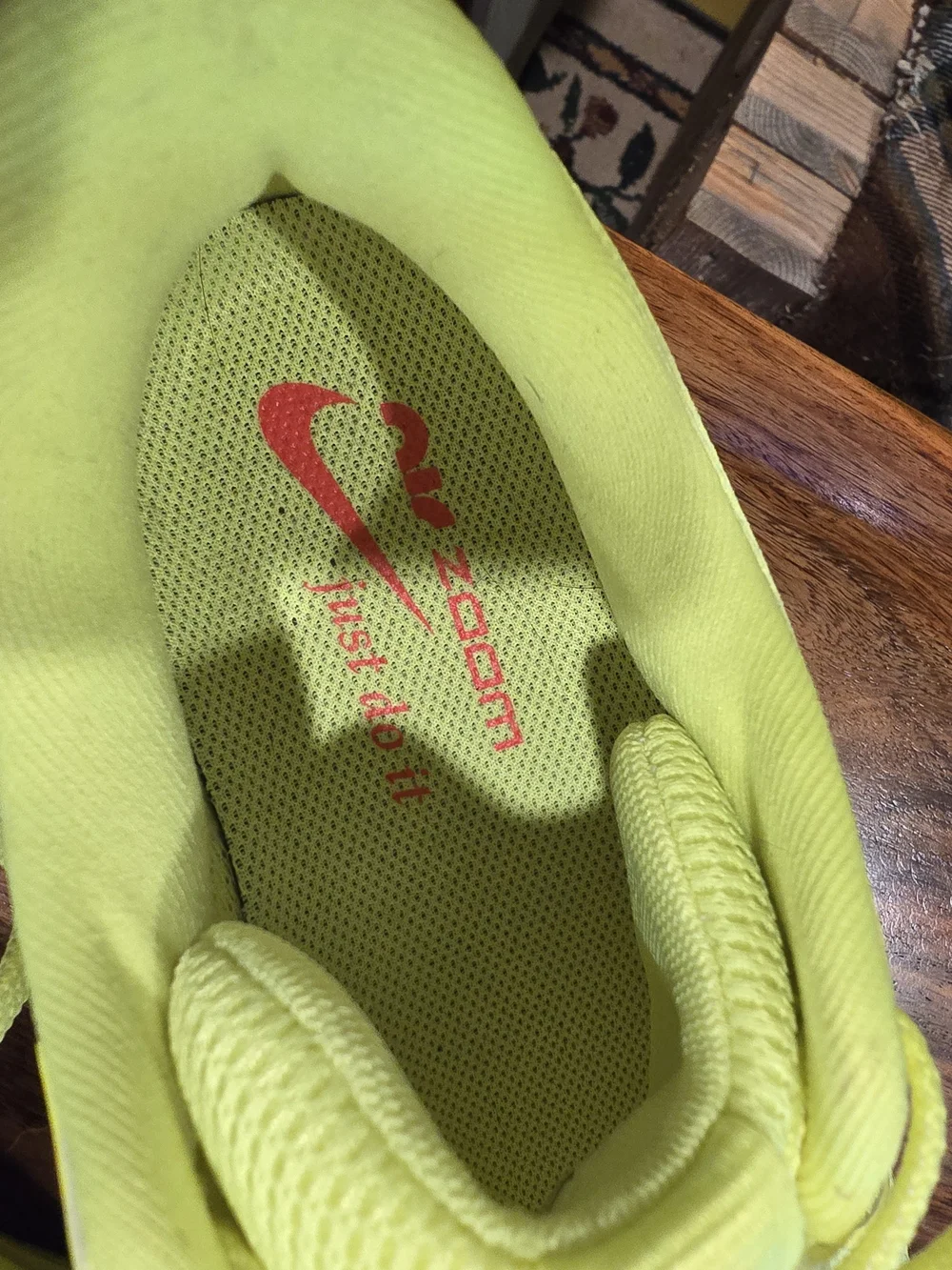 Nike Women’s Neon Yellow Athletic Running Shoes with Red Accents